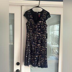 Vince Camuto Elegant Navy Lace Dress